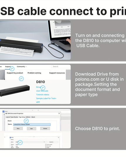 Portable Inkless Thermal Printer