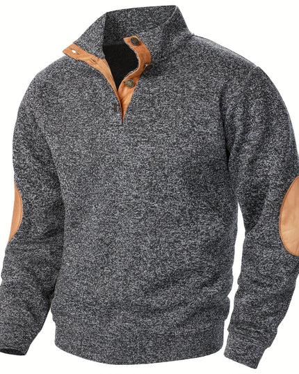 3pcs Men’s Casual Knit Sweaters – Button-Up Collar, Long Sleeve, Solid Color, Regular Fit for Golf & Camping