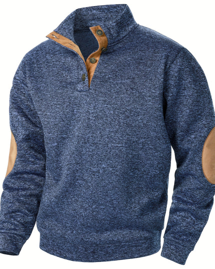 3pcs Men’s Casual Knit Sweaters – Button-Up Collar, Long Sleeve, Solid Color, Regular Fit for Golf & Camping