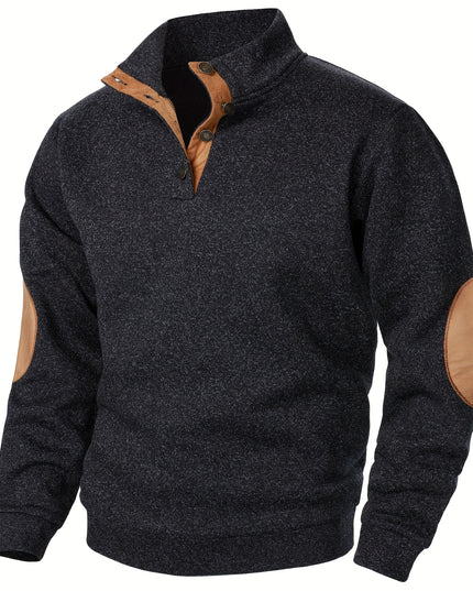 3pcs Men’s Casual Knit Sweaters – Button-Up Collar, Long Sleeve, Solid Color, Regular Fit for Golf & Camping