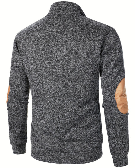 3pcs Men’s Casual Knit Sweaters – Button-Up Collar, Long Sleeve, Solid Color, Regular Fit for Golf & Camping