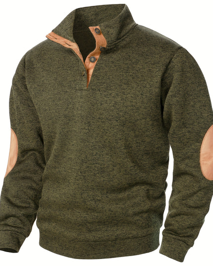 3pcs Men’s Casual Knit Sweaters – Button-Up Collar, Long Sleeve, Solid Color, Regular Fit for Golf & Camping