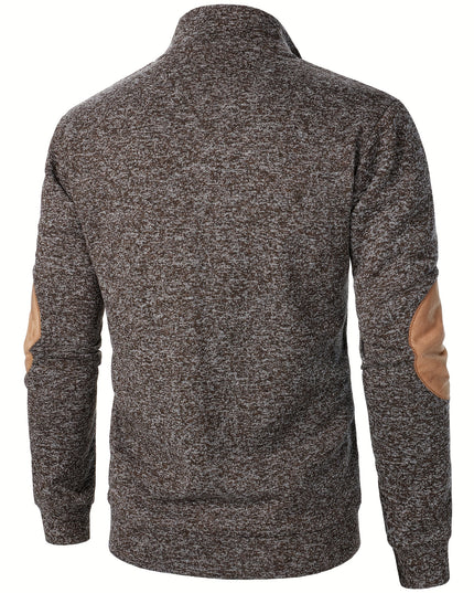 3pcs Men’s Casual Knit Sweaters – Button-Up Collar, Long Sleeve, Solid Color, Regular Fit for Golf & Camping