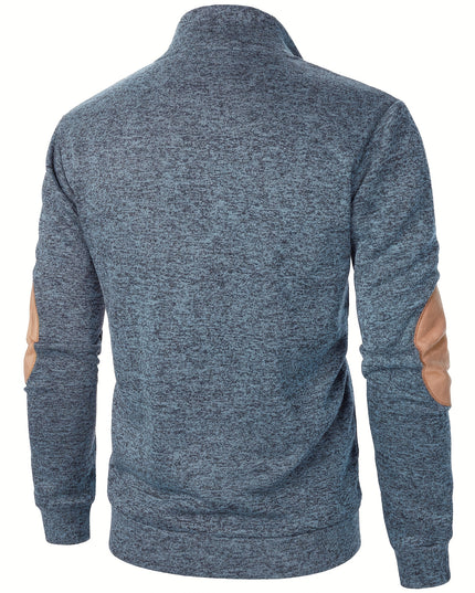 3pcs Men’s Casual Knit Sweaters – Button-Up Collar, Long Sleeve, Solid Color, Regular Fit for Golf & Camping