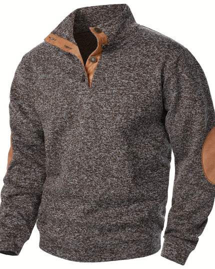 3pcs Men’s Casual Knit Sweaters – Button-Up Collar, Long Sleeve, Solid Color, Regular Fit for Golf & Camping