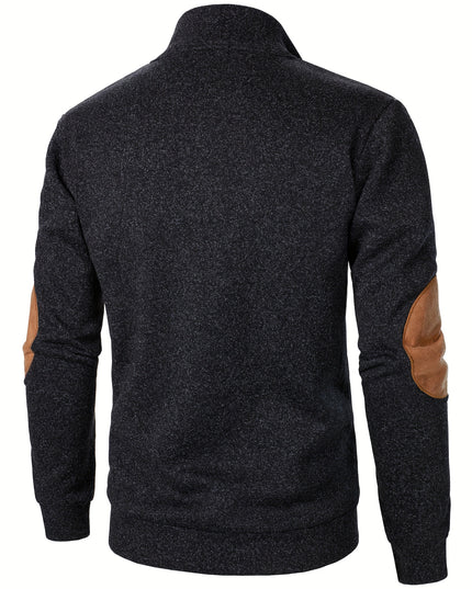 3pcs Men’s Casual Knit Sweaters – Button-Up Collar, Long Sleeve, Solid Color, Regular Fit for Golf & Camping