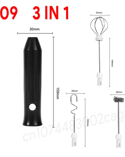 Electric Milk Frother + Egg Beater Wireless Type-C Charging 3 Speeds Mini Handheld Foam Maker Coffee Whisk Cooking Tools