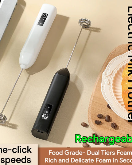 Electric Milk Frother + Egg Beater Wireless Type-C Charging 3 Speeds Mini Handheld Foam Maker Coffee Whisk Cooking Tools