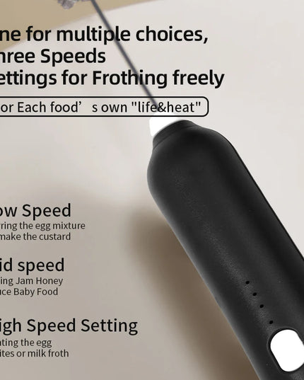 Electric Milk Frother + Egg Beater Wireless Type-C Charging 3 Speeds Mini Handheld Foam Maker Coffee Whisk Cooking Tools