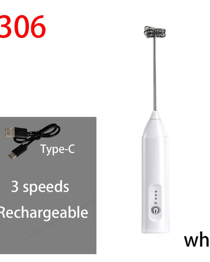 Electric Milk Frother + Egg Beater Wireless Type-C Charging 3 Speeds Mini Handheld Foam Maker Coffee Whisk Cooking Tools