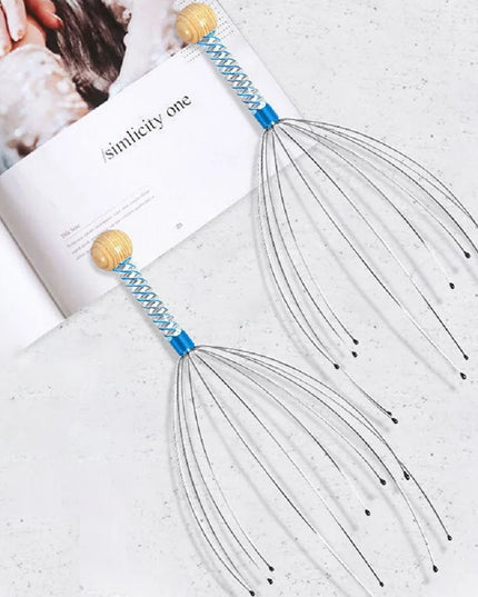 1PC Octopus Head Massager Stainless Steel Engraved Head Relaxer Brain Massage Claw Scalp Scratcher Itch Reliever Random Color
