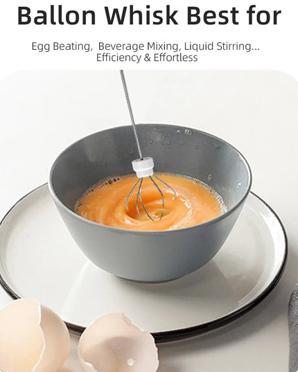 Electric Milk Frother + Egg Beater Wireless Type-C Charging 3 Speeds Mini Handheld Foam Maker Coffee Whisk Cooking Tools