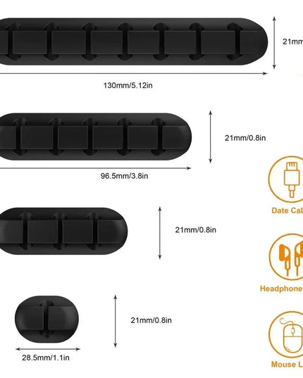 VIKEFON Cable Cord Wire Organizer Silicone USB Cable Winder Management Clips Self Adhesive for Mouse Keyboard Headset For iPhone