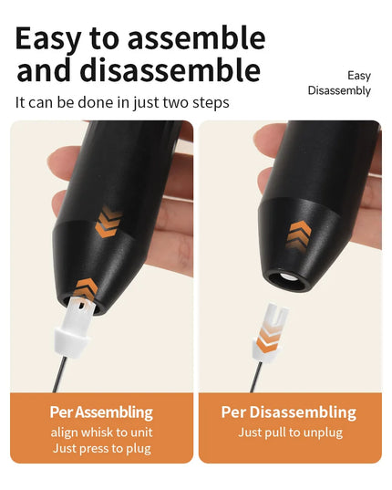 Electric Milk Frother + Egg Beater Wireless Type-C Charging 3 Speeds Mini Handheld Foam Maker Coffee Whisk Cooking Tools