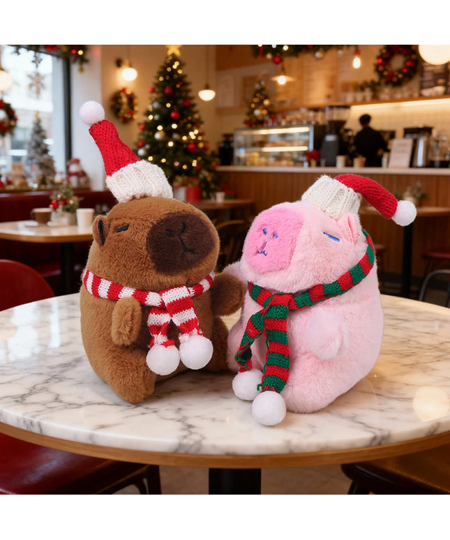 Capybara Christmas Keychain Plush