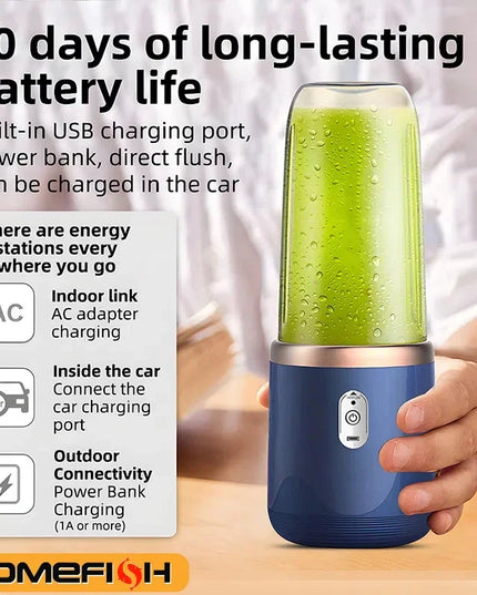 1PCS Juice Extractor Juice Cup Portable Rechargeable Small Juice Cup Home and Outdoor Multifunctional Juice Mixing 2Cups