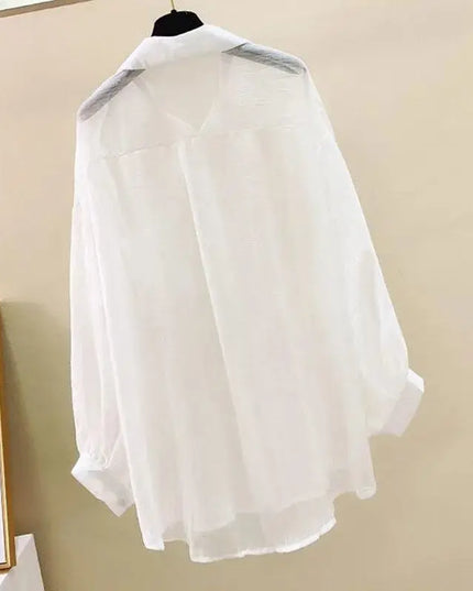 Sunscreen clothing for women, thin cut perspective chiffon shirt, Korean Harajuku loose top, casual women's cardigan top