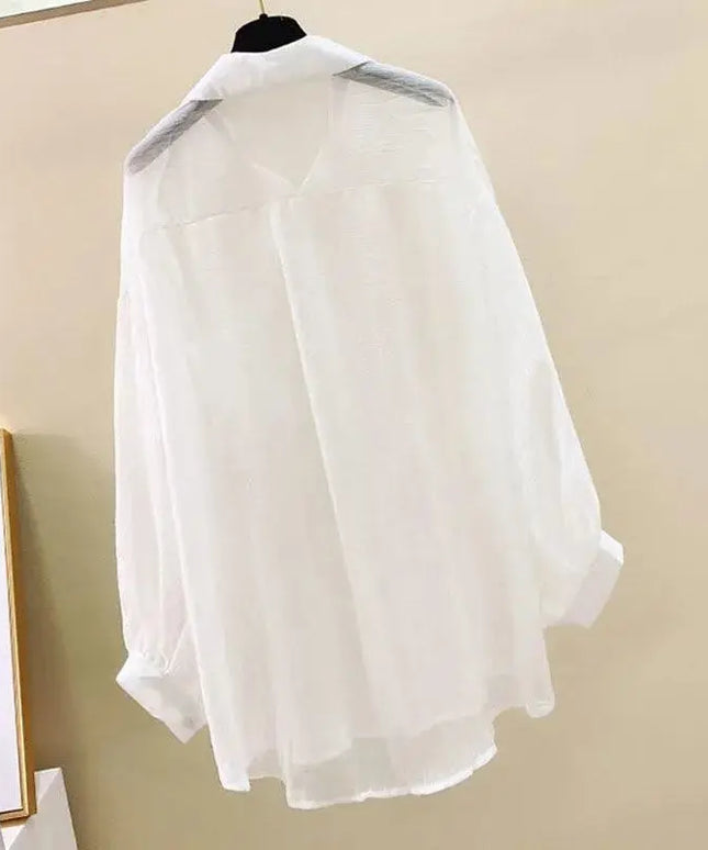 Sunscreen clothing for women, thin cut perspective chiffon shirt, Korean Harajuku loose top, casual women's cardigan top