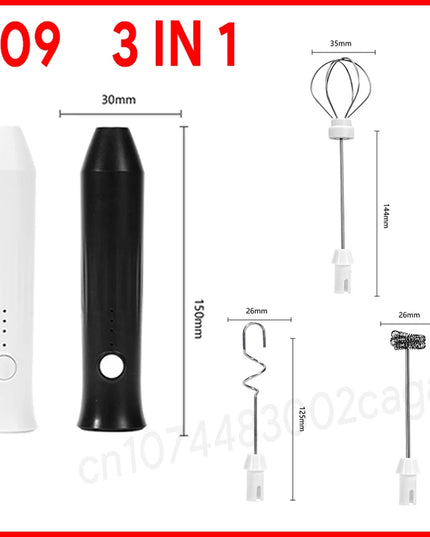 Electric Milk Frother + Egg Beater Wireless Type-C Charging 3 Speeds Mini Handheld Foam Maker Coffee Whisk Cooking Tools