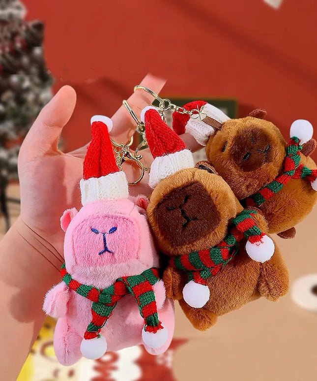 Capybara Christmas Keychain Plush