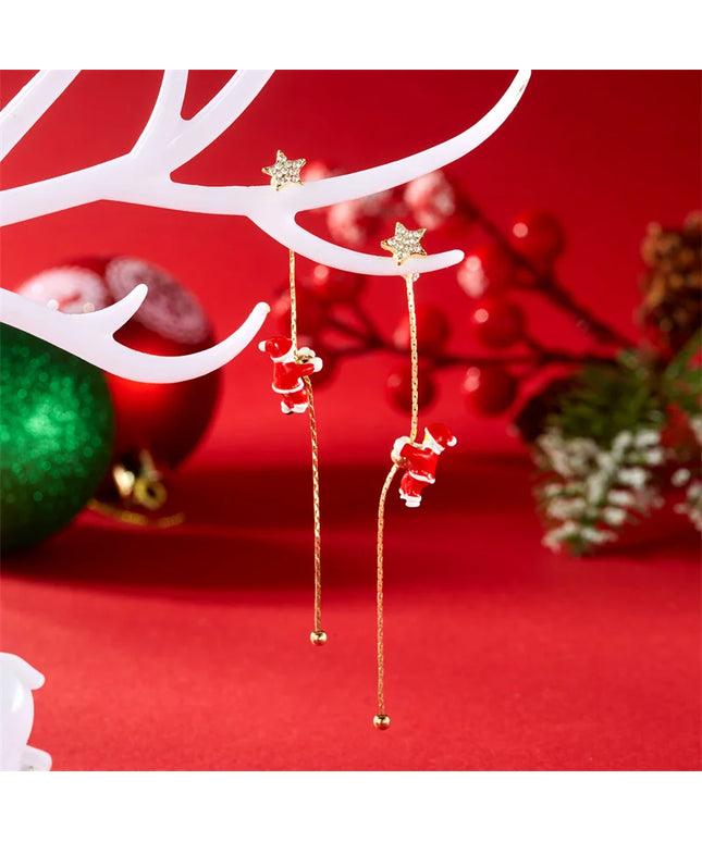 Santa Tassel Christmas Dangle Earrings