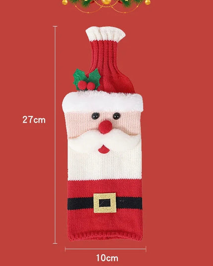 Christmas Wine Bottle Cover Set Santa Snowman Woven Wine Bottle Bags for Christmas Party Dinner Table Decorations New Year Gifts