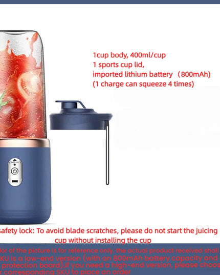 1PCS Juice Extractor Juice Cup Portable Rechargeable Small Juice Cup Home and Outdoor Multifunctional Juice Mixing 2Cups