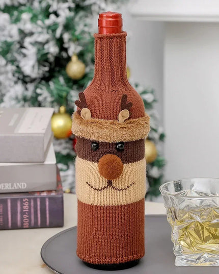 Christmas Wine Bottle Cover Set Santa Snowman Woven Wine Bottle Bags for Christmas Party Dinner Table Decorations New Year Gifts