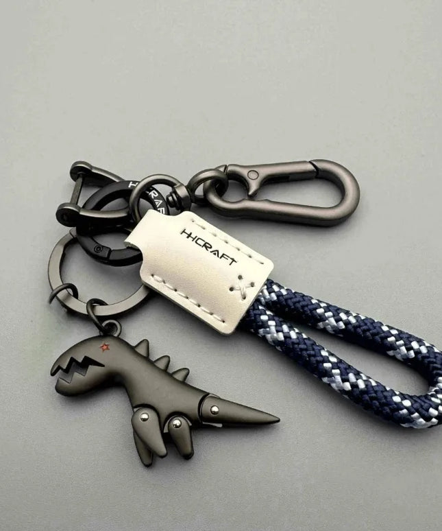 Motorcycle Decoration Accessories and Car Keychain Single Leather Woven Rope Metal Keychain Handbag Pendant Small Gift