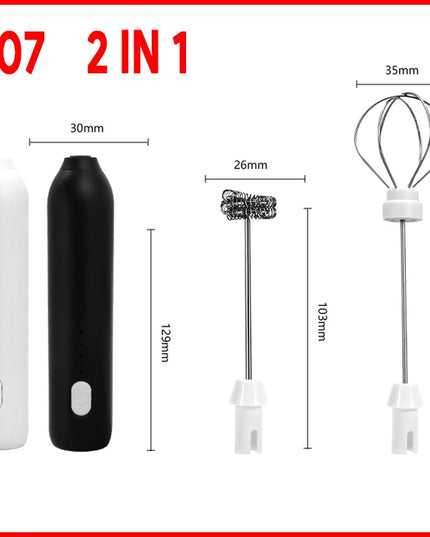Electric Milk Frother + Egg Beater Wireless Type-C Charging 3 Speeds Mini Handheld Foam Maker Coffee Whisk Cooking Tools