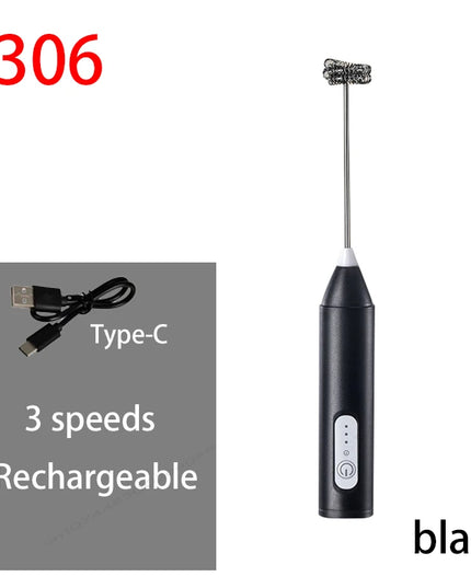 Electric Milk Frother + Egg Beater Wireless Type-C Charging 3 Speeds Mini Handheld Foam Maker Coffee Whisk Cooking Tools