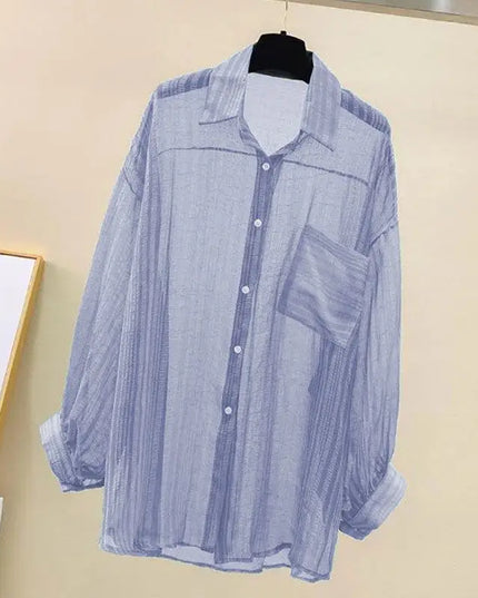 Sunscreen clothing for women, thin cut perspective chiffon shirt, Korean Harajuku loose top, casual women's cardigan top