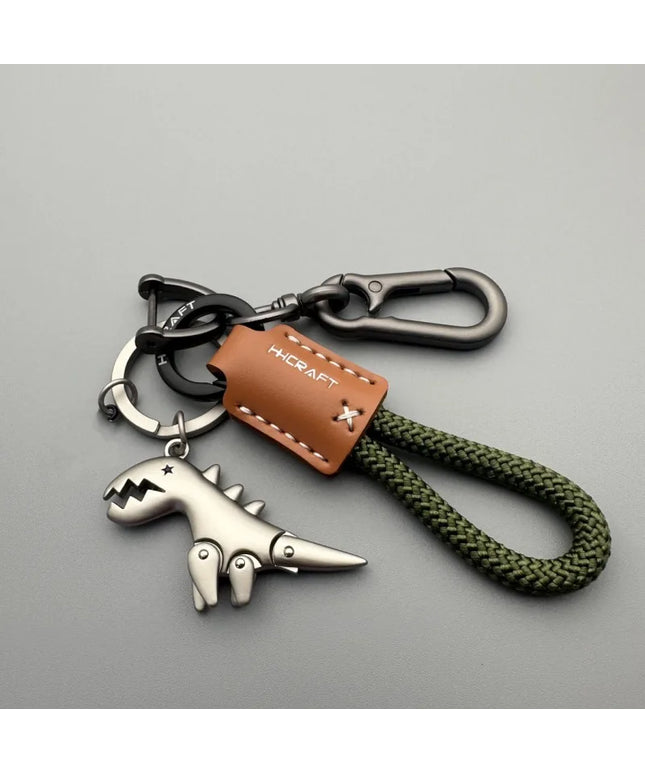 Motorcycle Decoration Accessories and Car Keychain Single Leather Woven Rope Metal Keychain Handbag Pendant Small Gift