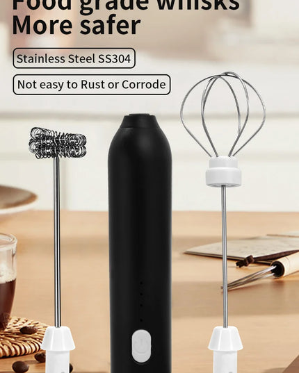 Electric Milk Frother + Egg Beater Wireless Type-C Charging 3 Speeds Mini Handheld Foam Maker Coffee Whisk Cooking Tools