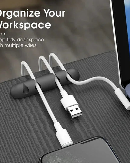 VIKEFON Cable Cord Wire Organizer Silicone USB Cable Winder Management Clips Self Adhesive for Mouse Keyboard Headset For iPhone