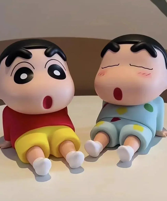 Crayon Shin-Chan Figures Phone Holder Kawaii Anime Desktop Ornaments Cartoon Watching TV Phone Support Cute Doll Decorations
