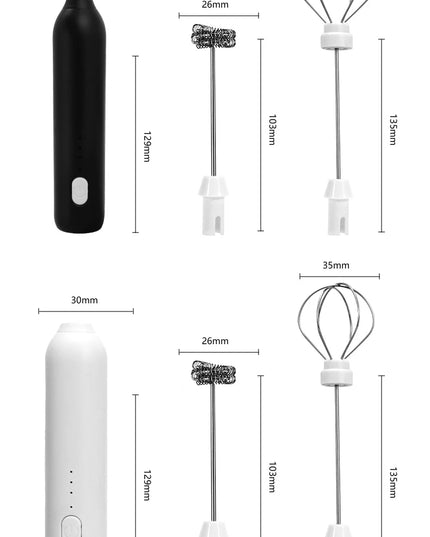 Electric Milk Frother + Egg Beater Wireless Type-C Charging 3 Speeds Mini Handheld Foam Maker Coffee Whisk Cooking Tools