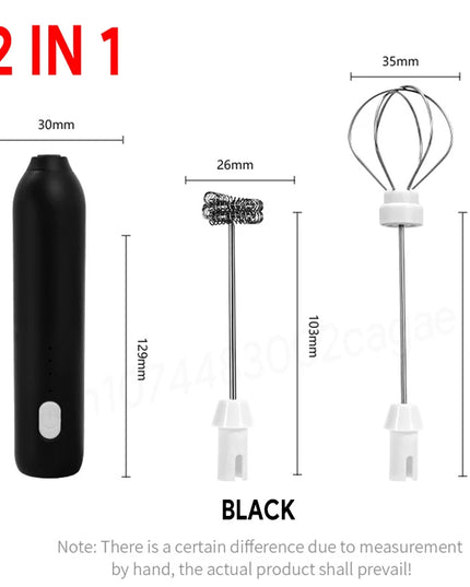 Electric Milk Frother + Egg Beater Wireless Type-C Charging 3 Speeds Mini Handheld Foam Maker Coffee Whisk Cooking Tools