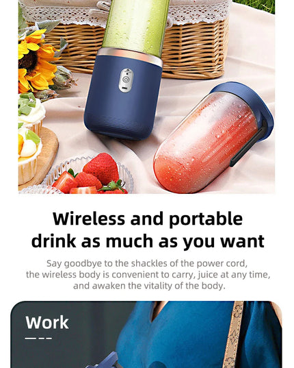 1PCS Juice Extractor Juice Cup Portable Rechargeable Small Juice Cup Home and Outdoor Multifunctional Juice Mixing 2Cups