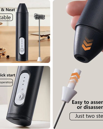 Electric Milk Frother + Egg Beater Wireless Type-C Charging 3 Speeds Mini Handheld Foam Maker Coffee Whisk Cooking Tools