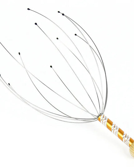 1PC Octopus Head Massager Stainless Steel Engraved Head Relaxer Brain Massage Claw Scalp Scratcher Itch Reliever Random Color