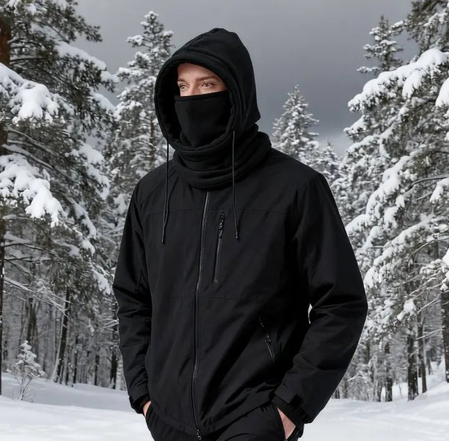 Unisex Winter Balaclava Knit Hood - Windproof Mask with Drawstring, Motorcycle Riding Headgea Warm Knitted Cap Cold Weather