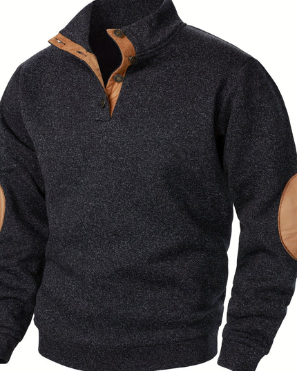 3pcs Men’s Casual Knit Sweaters – Button-Up Collar, Long Sleeve, Solid Color, Regular Fit for Golf & Camping